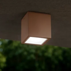 Faretti Da Esterno-Ideal Lux techo pl1 small faretto cubo da soffitto per esterno corten