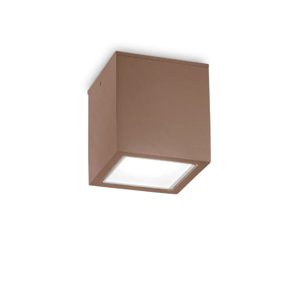 Faretti Da Esterno-Ideal Lux techo pl1 small faretto cubo da soffitto per esterno corten