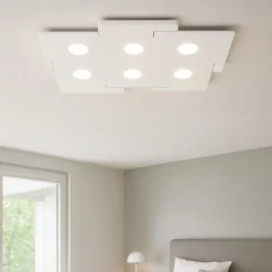 Plafoniere Moderne-Ideal Lux totem pl6 plafoniera bianca gx53 sei luci moderna sottile