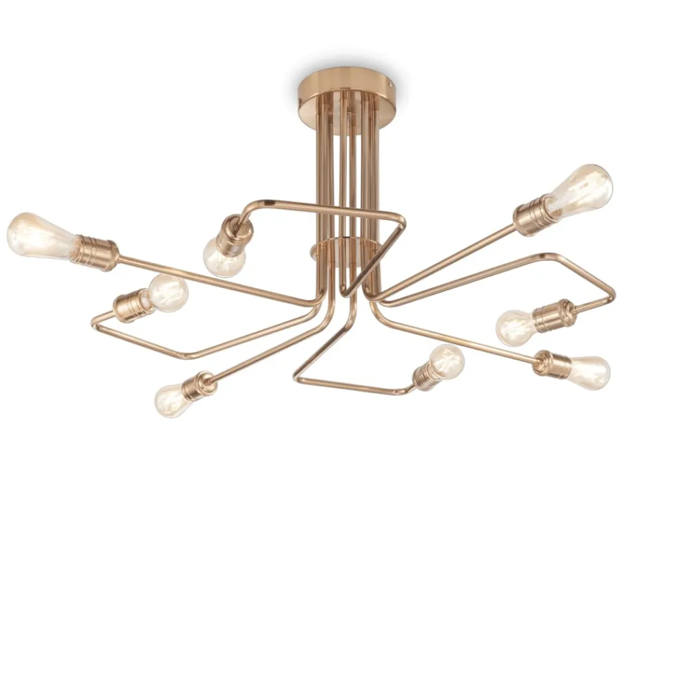 Plafoniere Moderne-Ideal Lux triumph sp8 plafoniera ottone invecchiato vintage