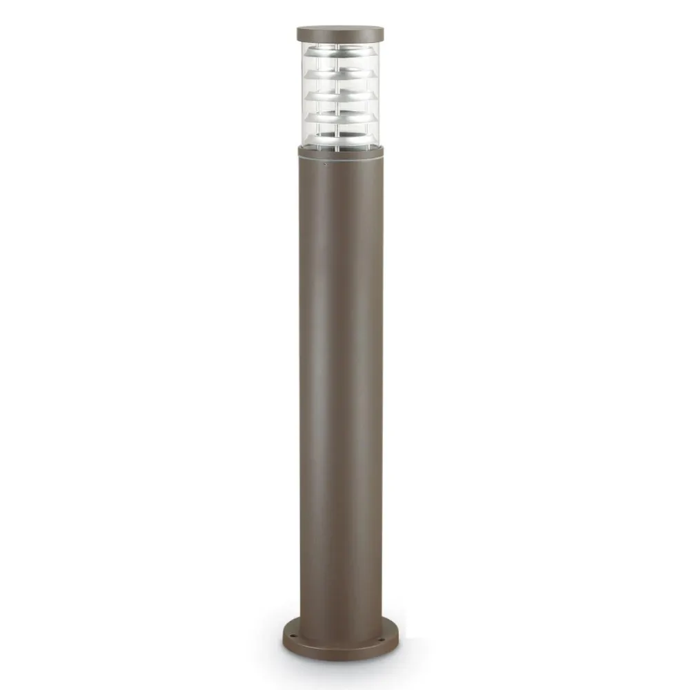 Lampioni Da Giardino-Ideal Lux tronco pt1 h80 coffee lampione da esterno marrone ip65 per giardino