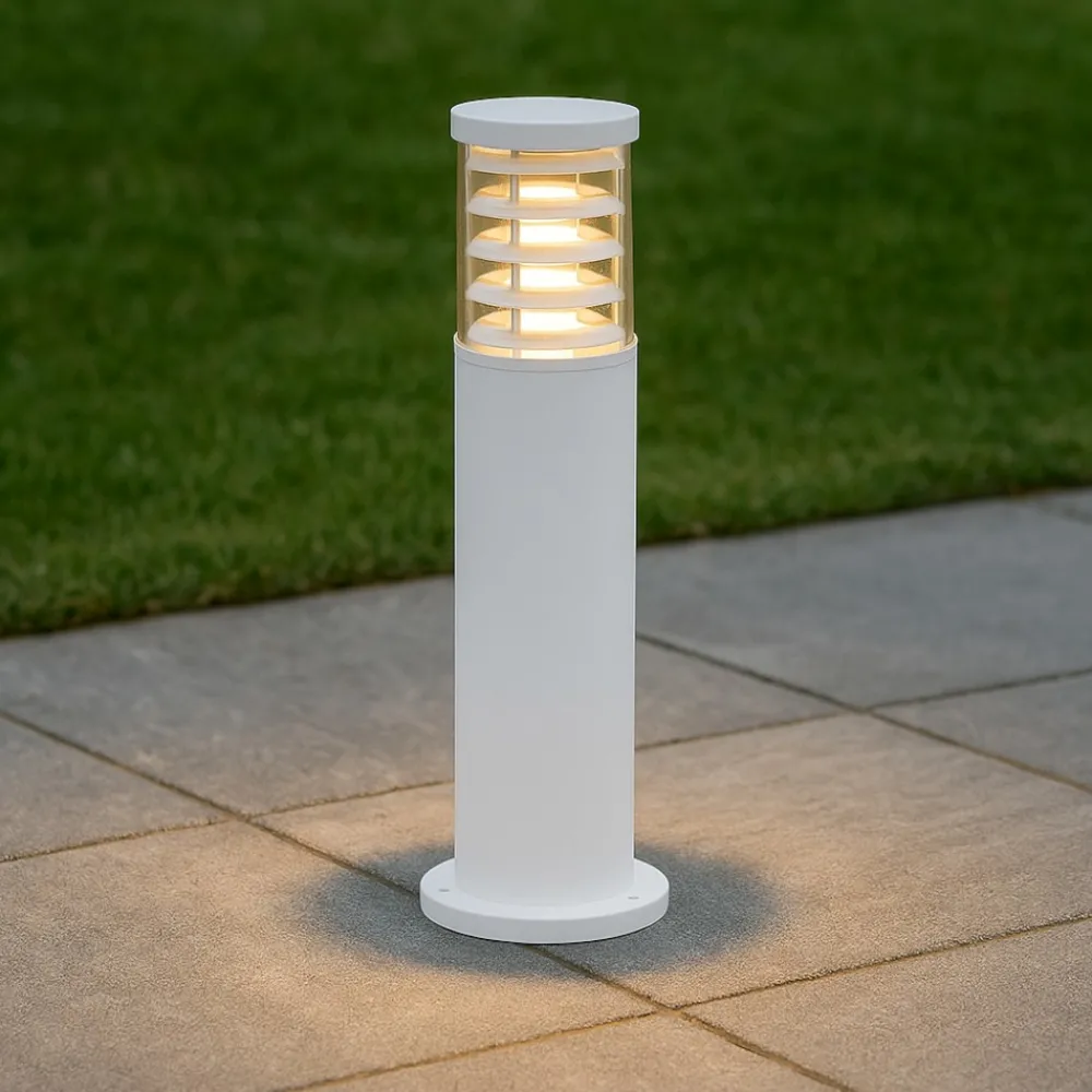 Lampioni Da Giardino-Ideal Lux tronco pt1 h60 lampioncino da giardino tubolare bianco