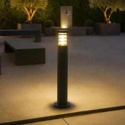 Lampioni Da Giardino-Ideal Lux tronco pt1 h80 nero lampioncino per esterni ip65