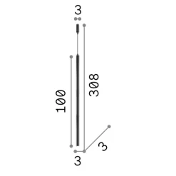 Lampade A Sospensione-Ideal Lux ultrathin lampada a sospensione per isola cucina nero quadrato led 3000k 11,5w 100cm