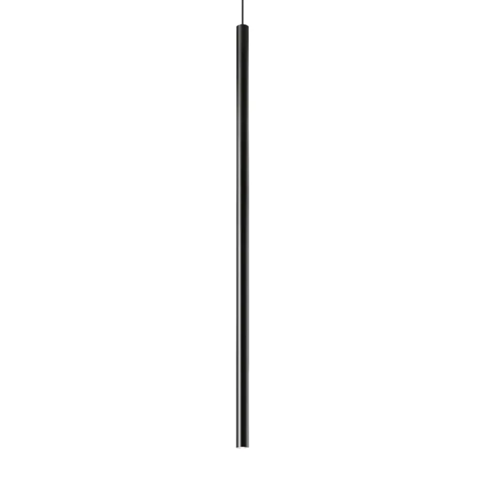 Lampade A Sospensione-Ideal Lux ultrathin sp d100 round nero lampada cilindro led 11,5w 3000k