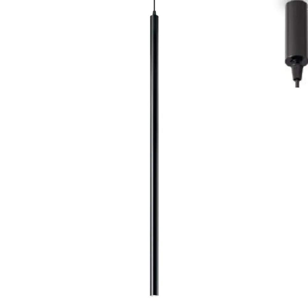 Lampade A Sospensione-Ideal Lux ultrathin sp d100 round nero lampada cilindro led 11,5w 3000k