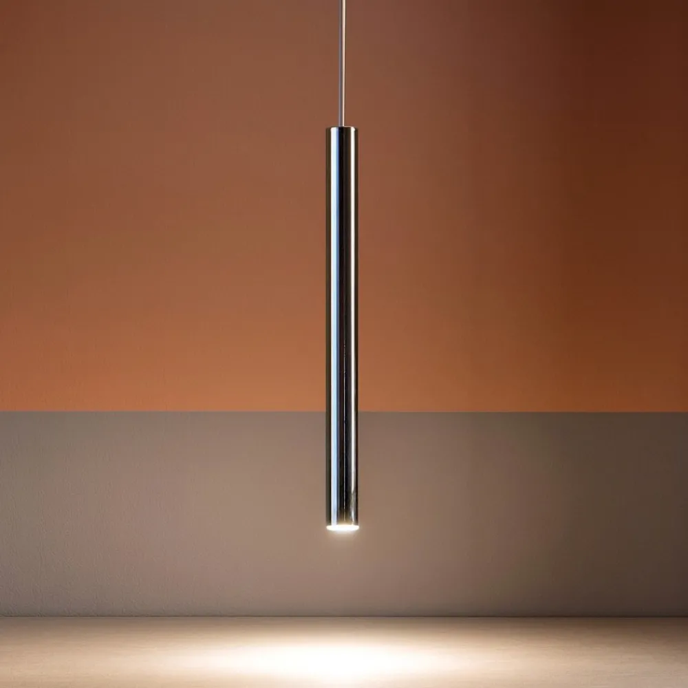 Lampade A Sospensione-Ideal Lux ultrathin sp d040 round cromo lampada a sospensione per cucina led