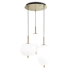 Lampadario Camera Da Letto-Ideal Lux umile sp3 lampadario led 3 luci pendenti 60w 3000k oro