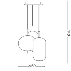 Lampadario Camera Da Letto-Ideal Lux umile sp3 lampadario led 3 luci pendenti 60w 3000k oro
