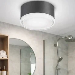 Plafoniere Bagno-Ideal Lux urano pl1 small plafoniera da bagno antracite rotonda ip44