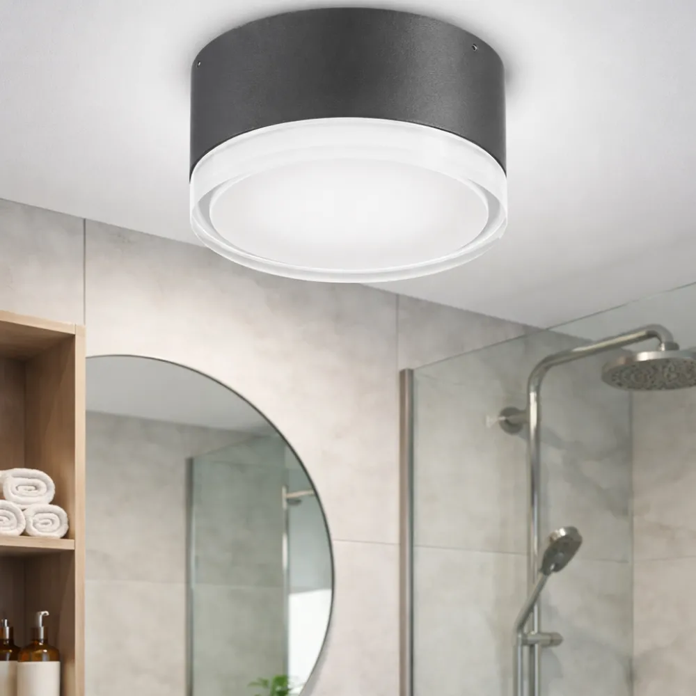 Plafoniere Bagno-Ideal Lux urano pl1 small plafoniera da bagno antracite rotonda ip44
