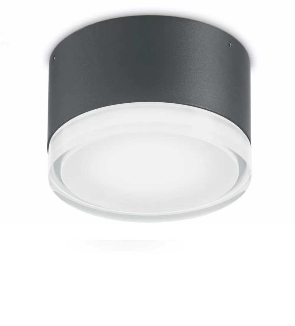 Plafoniere Bagno-Ideal Lux urano pl1 small plafoniera da bagno antracite rotonda ip44