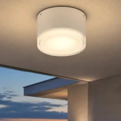Plafoniere Da Esterno-Ideal Lux urano pl1 small plafoniera per esterni tonda bianca ip44