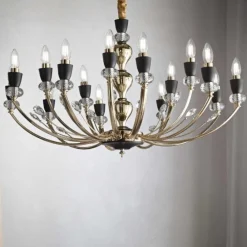 Lampadari Moderni-Ideal Lux vanity sp15 lampadario dorato nero opaco 15 luci