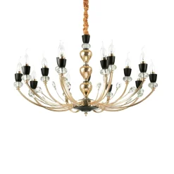 Lampadari Moderni-Ideal Lux vanity sp15 lampadario dorato nero opaco 15 luci