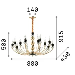 Lampadari Moderni-Ideal Lux vanity sp15 lampadario dorato nero opaco 15 luci