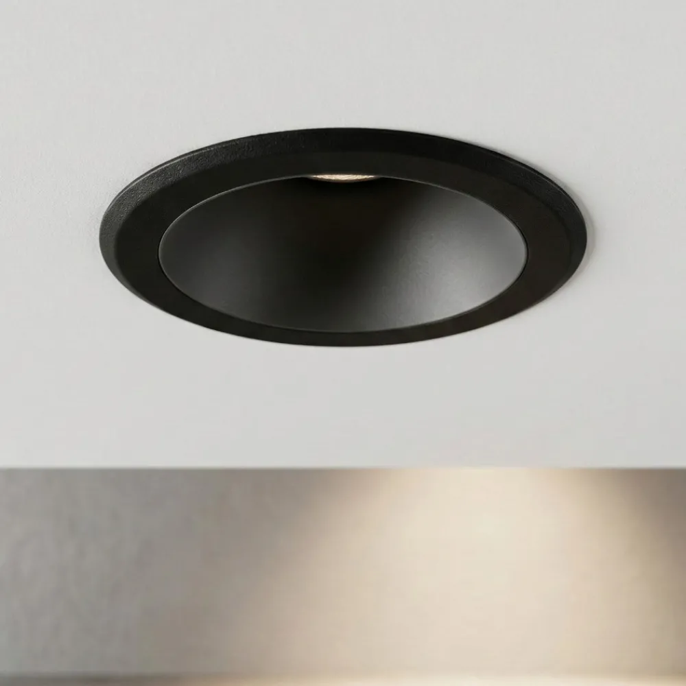 Faretti Da Incasso-Ideal Lux virus faretto led incasso a soffitto 3w 3000k nero tondo