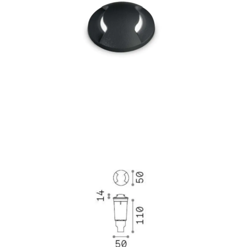 Faretti Da Esterno-Ideal Lux way faretto calpestabile per esterno da incasso pavimento ip67 nero 220v