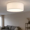 Plafoniere Moderne-Ideal Lux wheel pl3 plafoniera con paralume in tessuto bianco