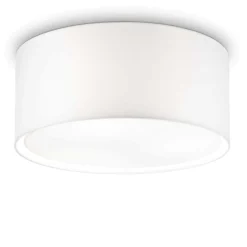 Plafoniere Moderne-Ideal Lux wheel pl3 plafoniera con paralume in tessuto bianco