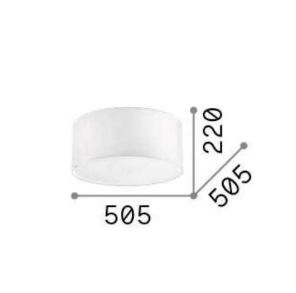Plafoniere Moderne-Ideal Lux wheel pl3 plafoniera con paralume in tessuto bianco