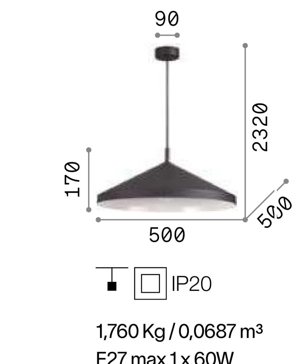 Lampadari Cucina-Ideal Lux yurta sp1 d50 grande lampadario pendente da cucina cono bianco