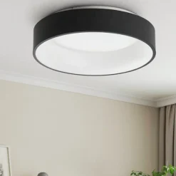 Plafoniere Moderne-Ideal Lux ziggy pl d045 plafoniera led 3000k rotonda nero per ingresso