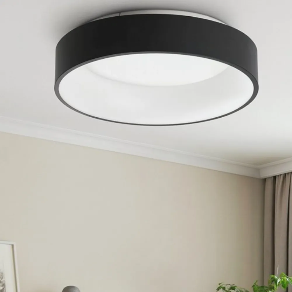 Plafoniere Moderne-Ideal Lux ziggy pl d045 plafoniera led 3000k rotonda nero per ingresso