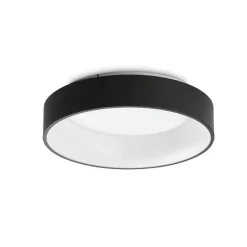 Plafoniere Moderne-Ideal Lux ziggy pl d045 plafoniera led 3000k rotonda nero per ingresso