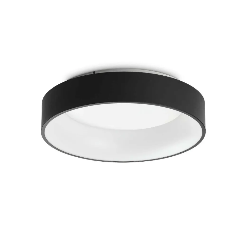 Plafoniere Moderne-Ideal Lux ziggy pl d045 plafoniera led 3000k rotonda nero per ingresso