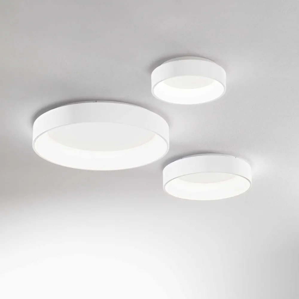 Plafoniere Moderne-Ideal Lux ziggy pl d030 plafoniera tonda bianca led 22w 3000k moderna