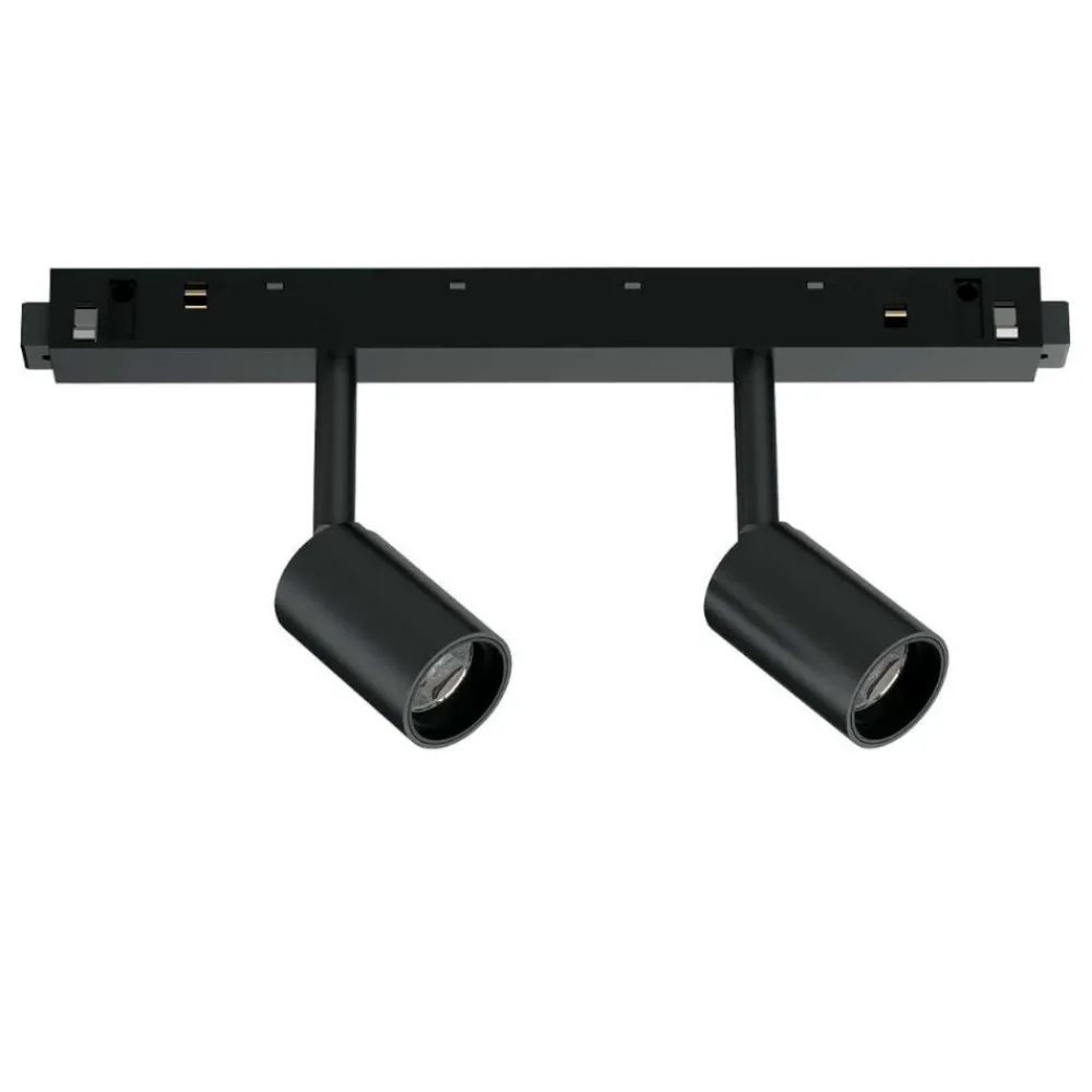 Illuminazione A Binario-Ideal Lux Idea lux ego track faretti led 5w 3000k nero lineare binario monofase 48v on-off osram