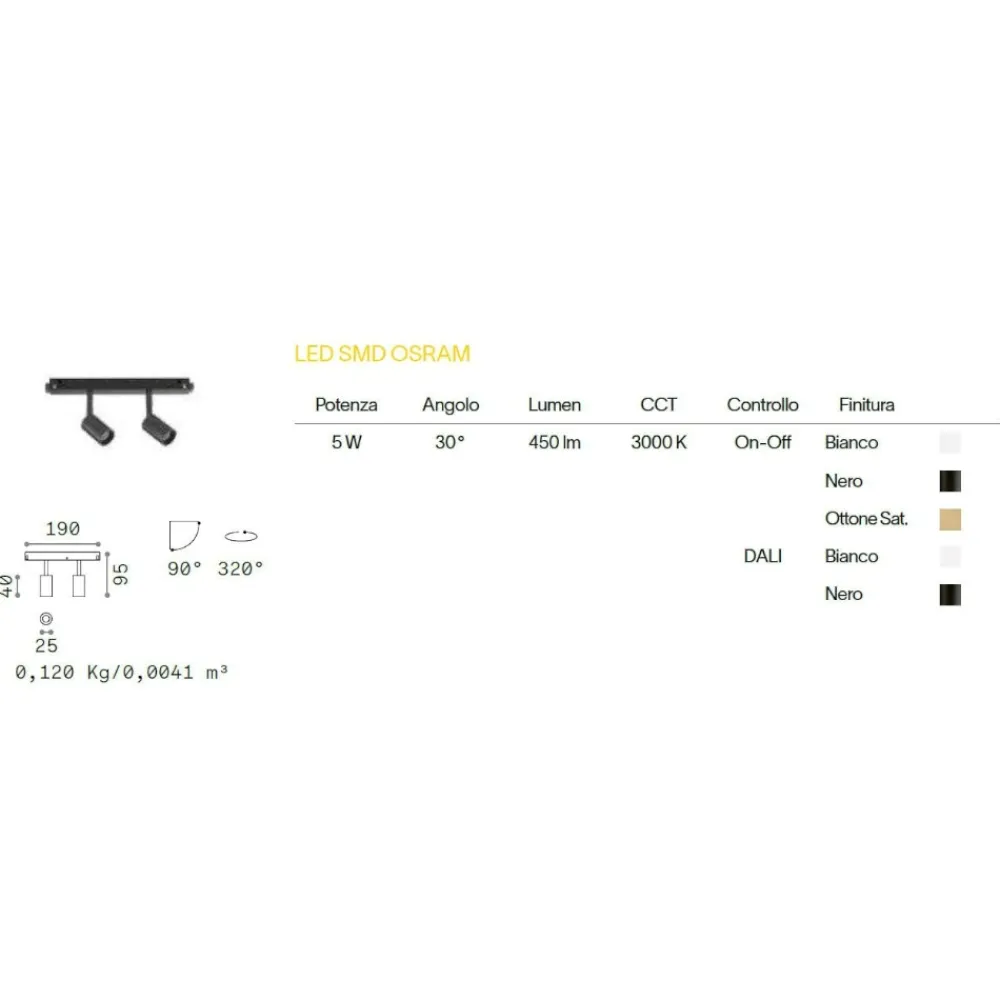Illuminazione A Binario-Ideal Lux Idea lux ego track faretti led 5w 3000k nero lineare binario monofase 48v on-off osram