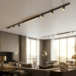 Illuminazione A Binario-Selezionato da Mazzolaluce Illuminazione a binario nero monofase led 40w 3000k con spot orientabili