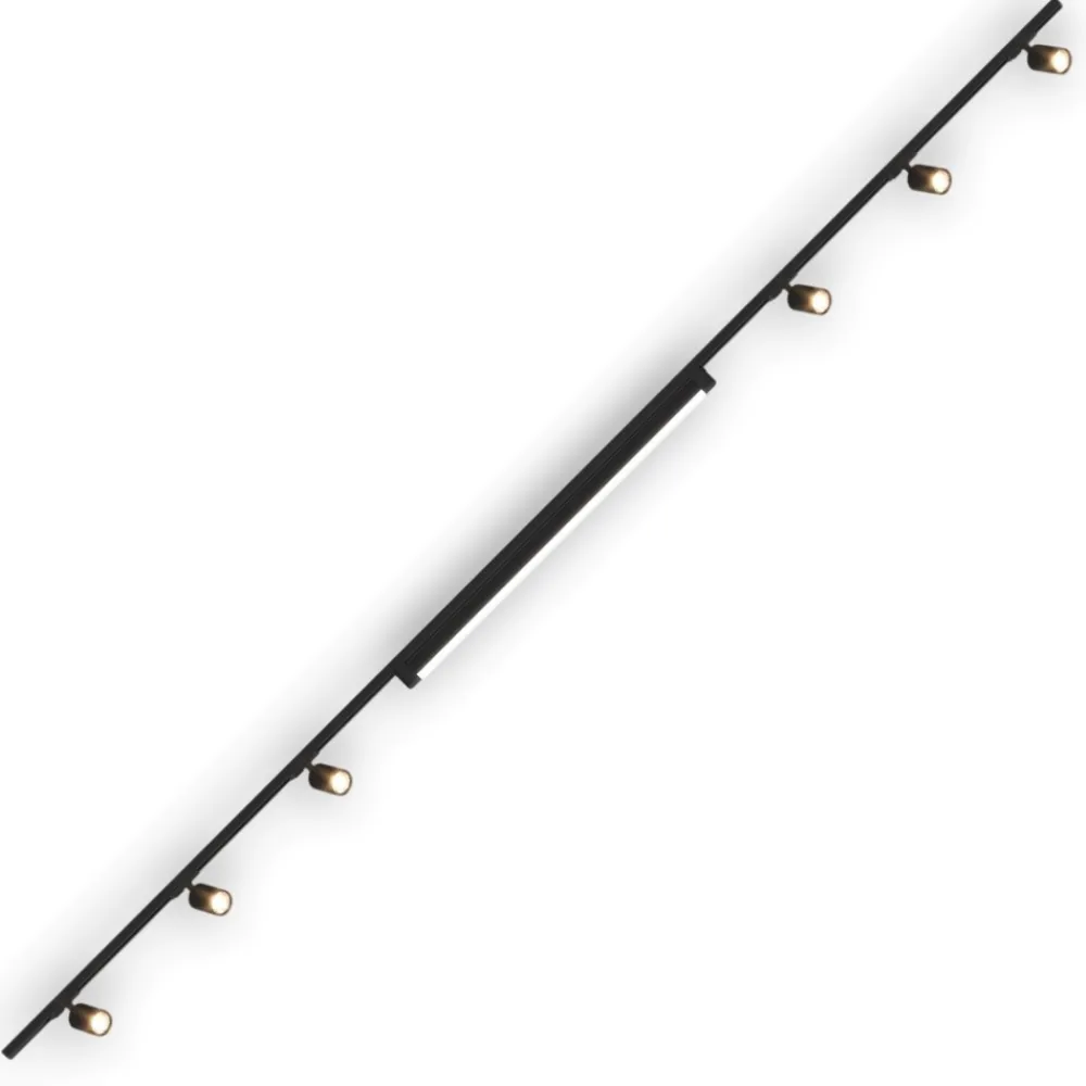 Illuminazione A Binario-Selezionato da Mazzolaluce Illuminazione a binario nero monofase led 40w 3000k con spot orientabili