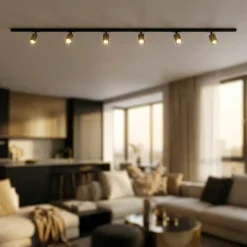 Illuminazione A Binario-Selezionato da Mazzolaluce Illuminazione binario 200cm nero oro spot orientabili monofase