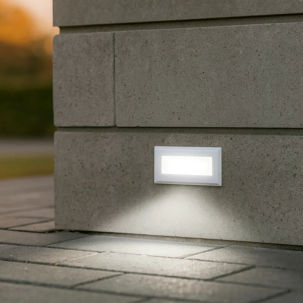 Segnapasso Led-Ideal Lux Indio fi 8w segnapasso led 8w 3000k per esterno ip65 bianco da incasso