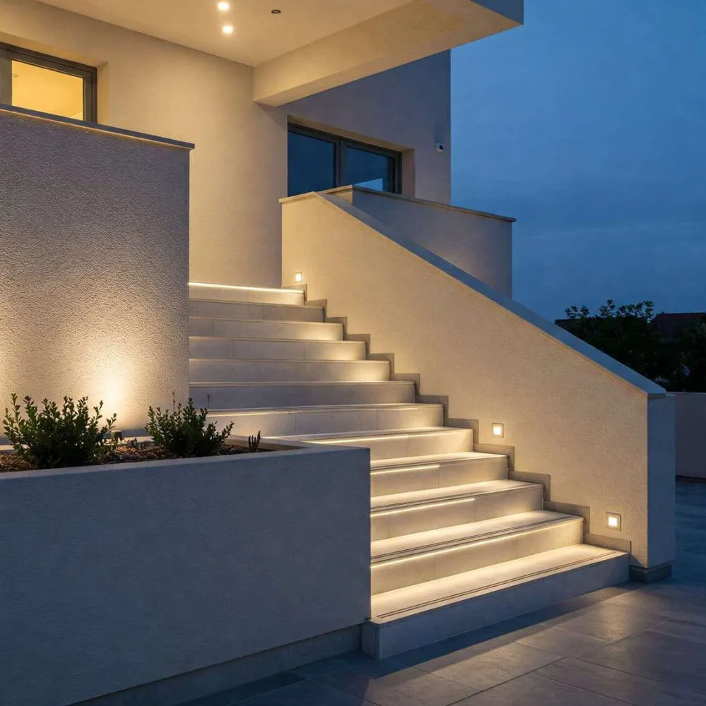 Segnapasso Led-Top Light Intro segnapasso bianco per esterno da incasso a parete led 2w cct ip65