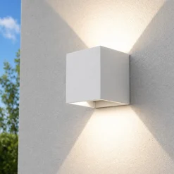 Applique Da Esterno-IsyLuce applique cubo da esterno led 16w 3000k bianco