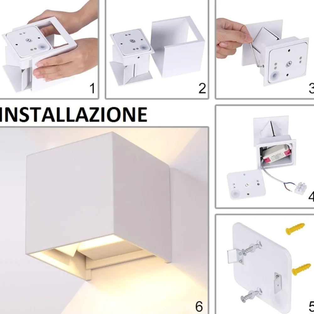 Applique Da Esterno-IsyLuce applique cubo led 6w 3000k bianco da esterno