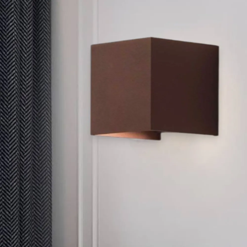 Applique Da Esterno-IsyLuce applique cubo led 16w 3000k corten da esterno