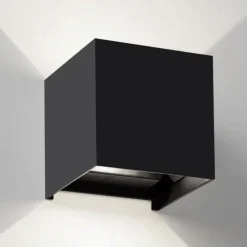 Applique Da Parete-IsyLuce applique cubo nero led 10w 3000k moderna