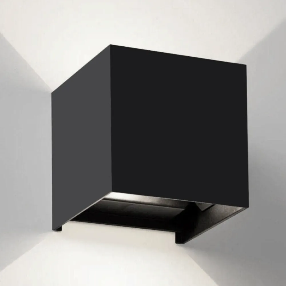 Applique Da Parete-IsyLuce applique cubo nero led 10w 3000k moderna