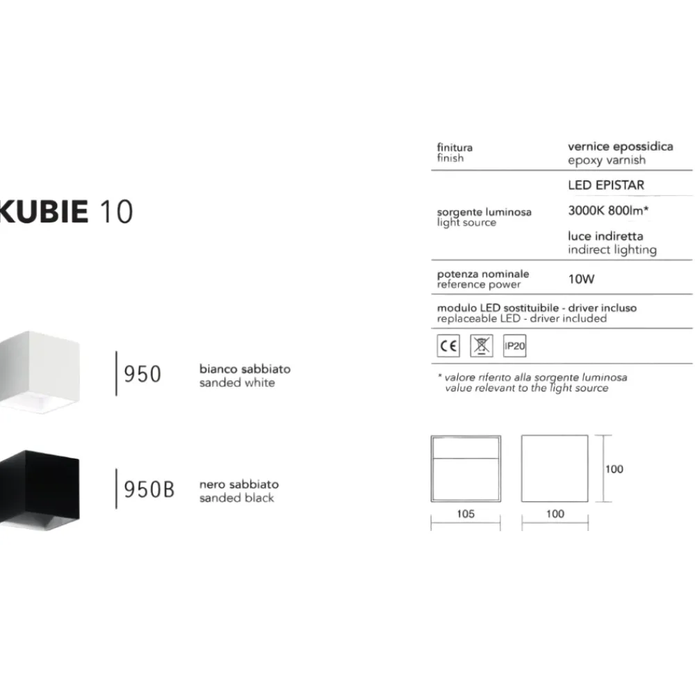 Applique Da Parete-IsyLuce applique cubo nero led 10w 3000k moderna
