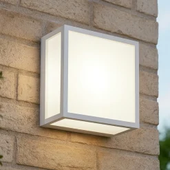 Applique Da Esterno-IsyLuce applique da esterno a parete soffitto bianca quadrata
