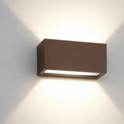 Applique Da Esterno-IsyLuce applique da esterno corten marrone rettangolare