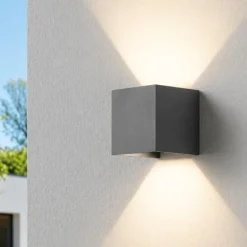Applique Da Esterno-IsyLuce applique da esterno cubo 16w 3000k antracite moderna