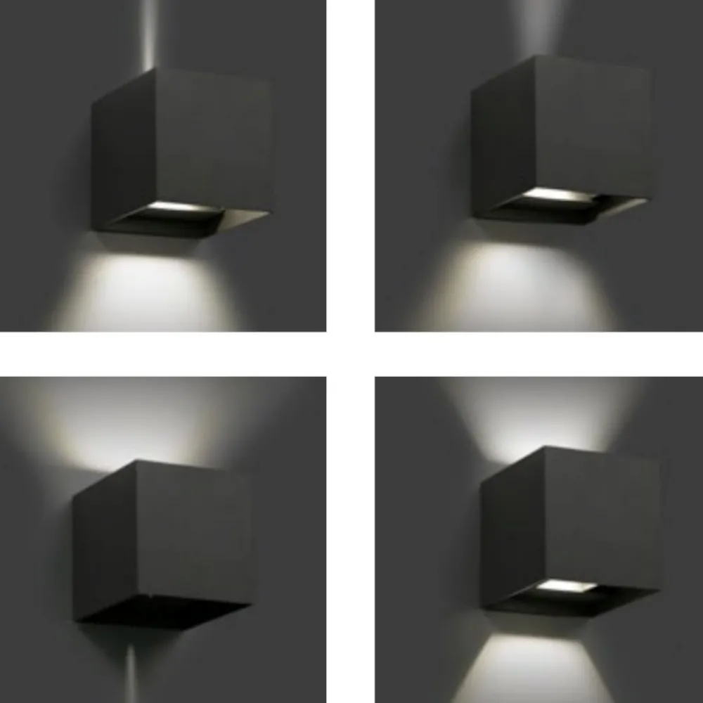 Applique Da Esterno-IsyLuce applique da esterno cubo 16w 3000k antracite moderna