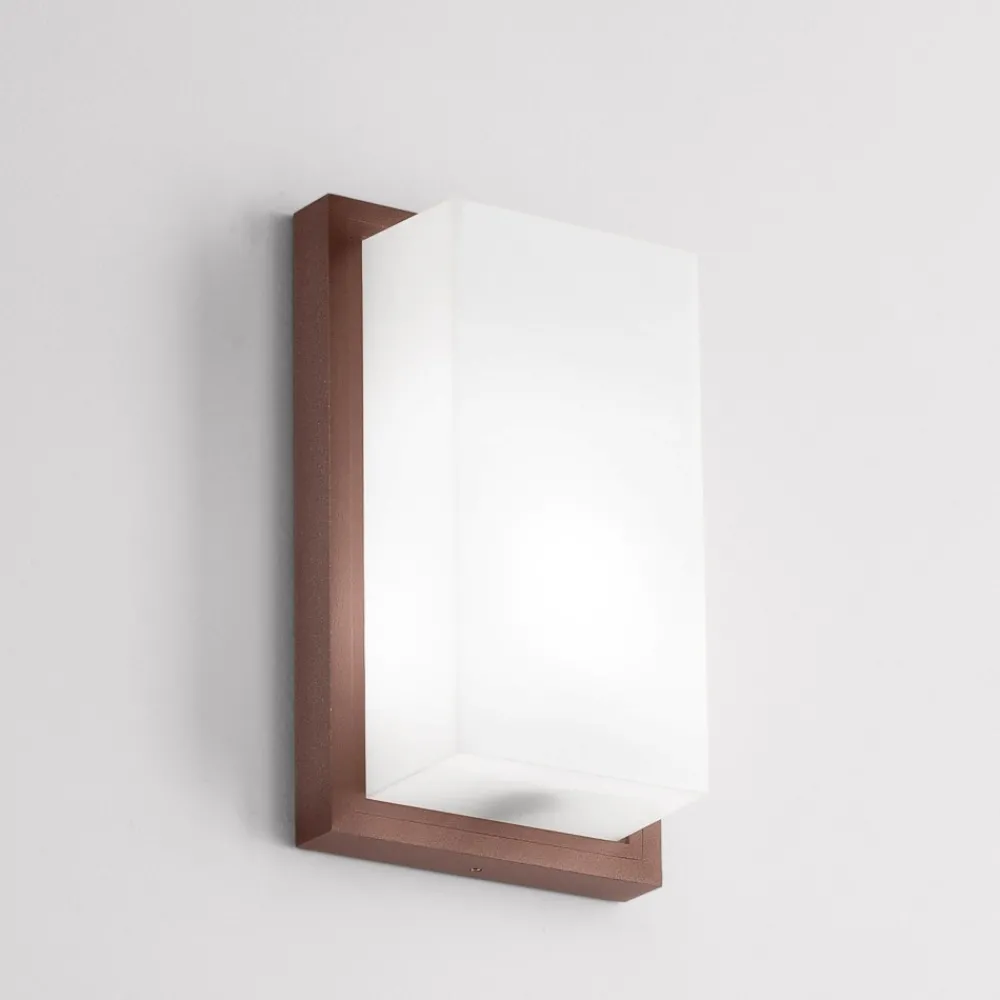 Applique Da Esterno-IsyLuce applique da esterno corten moderna rettangolare ip65