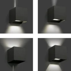 Applique Da Esterno-IsyLuce applique da esterno led 6w 4000k cubo nero